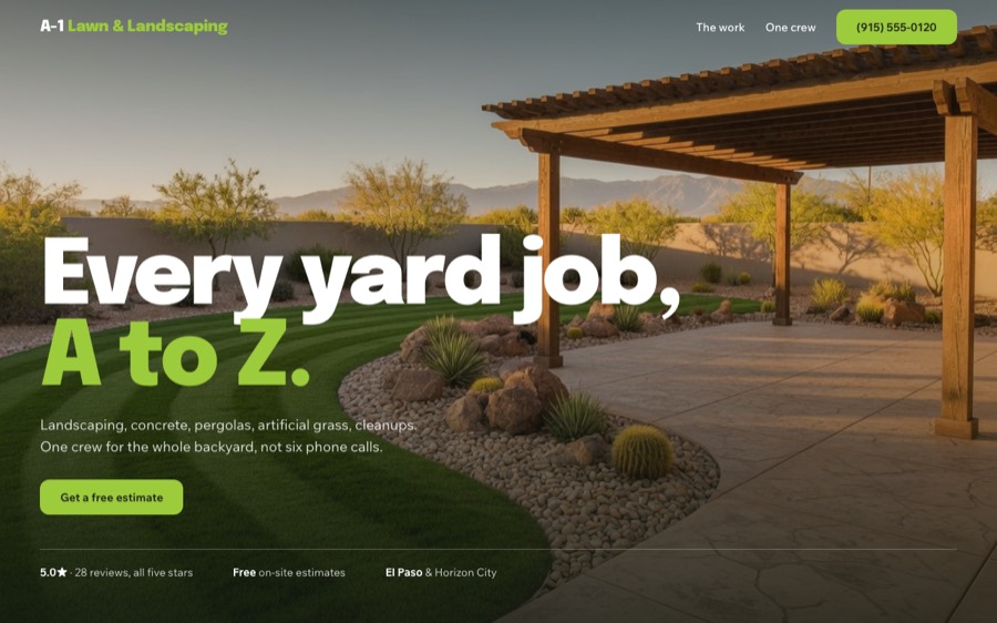 A-1 Lawn & Landscaping, custom landscaping website design, El Paso