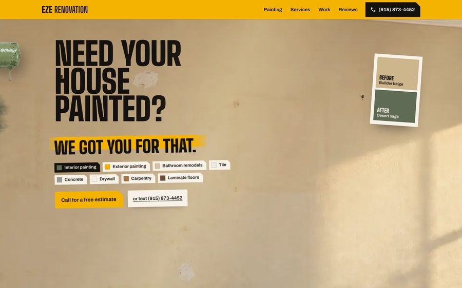 EZE Renovation, house painting and remodeling website, El Paso