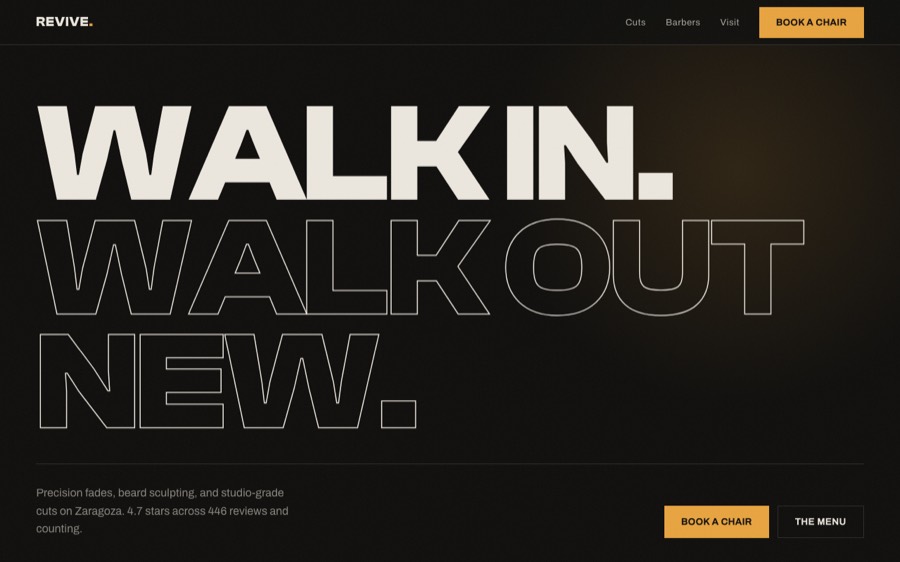 Revive Barber Studio, custom barbershop website design, El Paso