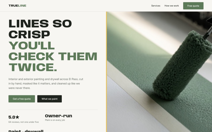 TrueLine Painting, custom painting & drywall website design, El Paso